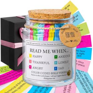 lot 8103 image: Bible Verse Jar, Read Me When Bible Verses Jar for Emotions and Feelings, Christian Gifts for Women,Mom Gifts,Graduation gift, Bible Verses in a Jar, Prayer Hope Jar, Comes With A 48-inch Ribbon Bow.