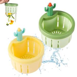 lot 8105 image: A 2pcs Cactus Sink Filter Basket, Versatile Kitchen Sink Strainer Cute Sink Filter Basket Kitchen Gadgets Press Automatic Dumping Basket for Home Use (Green and Yellow)