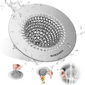 lot 8109 image: Kitchen Sink Drain Strainer, Flippable Mesh Sink Strainer, Easy Clean 304 Stainless Steel Sink Screen, Wokdada Large Basket Strainer, Anti-Clog Garbage Disposal Cover Fit for Standard Sink Drain