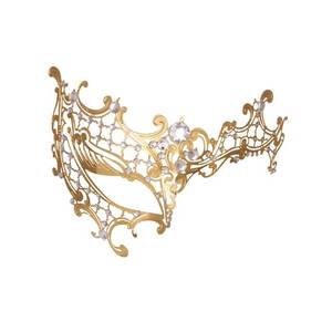 lot 8122 image: Masquerade Mask for Women Metal Mask Shiny Rhinestone Venetian Party Evening Prom Ball Mask Bar Costumes Accessory (Half Face Gold)
