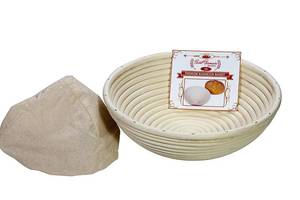 lot 8123 image: Saint Germain Bakery Premium Round Bread Banneton Basket with Liner - Perfect Brotform Proofing Basket for Making Beautiful Bread (10 inch)