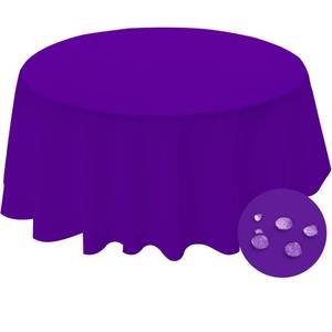 lot 8128 image: BYDOLL Table Cloth Round 60 Inch Tablecloth Fits Max50 Inch Diameter Top,Purple Washable Outdoor Winkle and Stain Resistant Spillproof Polyester Tablecloths for Round Tables Party Cover
