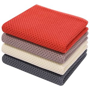 lot 8129 image: Homaxy 100percent Cotton Waffle Weave Kitchen Dish Towels, Ultra Soft Absorbent Quick Drying Cleaning Towel, 13 x 28 Inches, 4-Pack, Multicolor