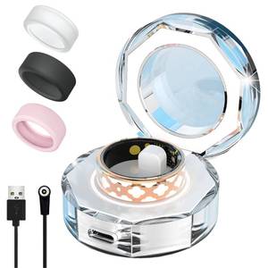 lot 8134 image: Unijethro Smart Ring Health Tracker, Enamel Flower Pattern Ring for Women and Man, SleepandExercise Monitor, IP68 Waterproof Activity Trackers, Fitness Tracker with Charging Case and Ring Protector (7#)