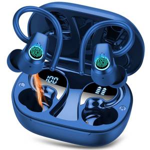 lot 8142 image: Wireless Earbuds, Sport Headphones Bluetooth 5.3, Ear Buds Wireless Earbuds Bluetooth, 50H Playtime HD Stereo Noise Cancelling Earbuds, Dual LED Display, IP7 Waterproof Running Earphones, Pure Blue