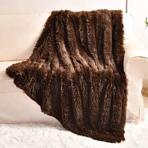 lot 8145 image: YUSOKI Brown Faux Fur Throw Blanket,2 Layers,50in x 60in, Soft Fuzzy Fluffy Plush Furry Comfy Warm Blanket for Men Couch Bed Chair Sofa Bedroom Gift