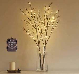 lot 8154 image: Hairui Lighted Brown Branches Battery Operated with Timer 30IN 100 LED Fairy Lights, Willow Branch Lights for Home Bedroom Fireplace Christmas Holiday Decoration Indoor Outdoor Use (Vase Excluded)