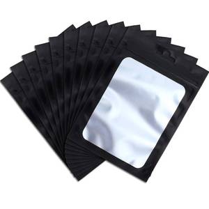 lot 8158 image: Boao 100 Pieces Resealable Foil Food Storage Bags with Clear Window Coffee Beans Candy Packaging Pouch for Food Small Business Supplies for Jewelry Self Sealed Storage Bags(3.5 x 4.7 Inch,Black)