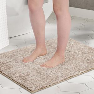 lot 8161 image: FRESHMINT Melange Tufted Bathroom Rugs 24inx36in, Water Absorbent Soft Bath Mat for Bathroom Floor, Non Slip and Washable Shower Mat, Room Accessories Microfiber Bathroom Mat, Warm Taupe Heather