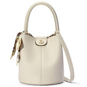 lot 8175 image: BOSTANTEN Small Crossbody Bags for Women Vegan Leather Mini Bucket Handbag Removable Shoulder Strap Beige