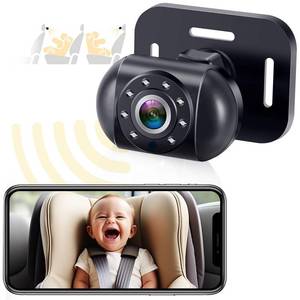 lot 8177 image: Wireless Baby Car Camera for Backseat Battery Powered Easy Setup Video Record - HD 1080P Cordless Infant Carseat Camera for iPhone Only - Clear Night Vision Rear Facing Camera for 2 Kids - V12
