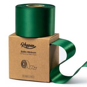 lot 8191 image: Keypan Forest Green Satin Ribbon 2.5 Inch Double-Faced Ribbons 25 Yards for Christmas Gift Wrapping Crafts Flower Bouquet Wedding Paper Bows Invitations