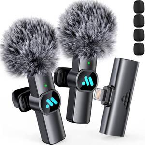 lot 8194 image: Leettus 2pcs Lavalier Wireless Microphone for iPhone iPad Video Recording,Mini Microphone for Game Live Streaming,Interviews,YouTube,TikTok,Vlog(Not Applicable for iPhone USB-C Interface)