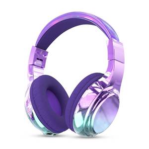 lot 8206 image: QearFun Kids Bluetooth 5.3 Headphones, Wireless Metallic Gradient Headset, Lightweight Foldable On Ear Headphones with Aux Cord, Fast Charging, Built-in Mic, for SchoolTravelTabletiPad
