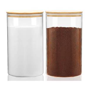 lot 8208 image: Recceng Glass Flour Containers with Lids Airtight 130 oz, Set of 2 Large Glass Jars for Flour and Sugar Wide Mouth with Wooden Lids, Flour Canister Glass for Baking Jars with Bamboo Lids for Coffee