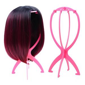 lot 8217 image: EOOCET Wig Stand, Portable Wig Holder Wig Head Stand for Multiple Wigs, Durable Display Stand Tool for Wig, Hat and Cosplay Mask, Travel Wig Stand (Pink, 2 Packs)