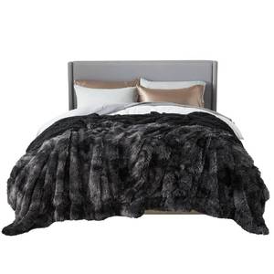 lot 8234 image: Bedsure Fluffy Tie Dye Black Blankets Queen Size for Bed, Thick Sherpa Faux Fur Fleece Fuzzy Plush Winter Warm Soft Full Queen Blankets, Bedroom Decor Black Gifts Cozy Gifts for Women Men, 90x90