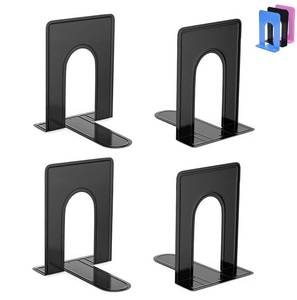 lot 8239 image: Optomni Bookends, Book End Supports Heavy Duty Metal Bookend Support, Book Ends Supports for Shelves Decor Home Office School (2 Pairs4 Pieces, Black)