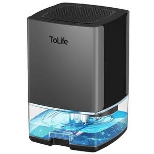 lot 8250 image: Dehumidifiers for Home 30 OZ Water Tank with Auto-Off, Portable Small Dehumidifier for Room, Bathroom, Bedroom, RV, Closet 500 sq.ft, 7 Colors LED Light, Gray