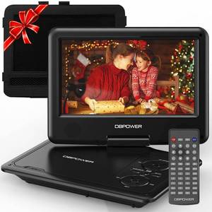 lot 8261 image: DBPOWER 11.5in Portable DVD Player, 5-Hour Built-in Rechargeable Battery, 9in Swivel Screen, Support CDDVDSD CardUSB, Remote Control, 1.8 Meter Car Charger, Power Adaptor and Car Headrest (Black)