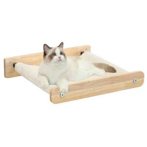 lot 8268 image: HOOBRO Cat Hammock, Cat Wall Bed with Soft Fabric, 15in L x 13.8in W, Wood Cat Wall Shelves, Easy to Install, Holds up to 40 lb, for Kitten, Medium and Large Cats, Natural NL01CS03N1