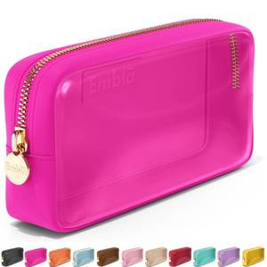 lot 8272 image: Embla Clear Cosmetic Bag Makeup Case, Clear Zipper Make Up Pouch and Toiletry Travel Tote, Cute Skincare Pouches for Women Girls, Preppy Purse Cosmetic Organizer, Small Makeup Bags, Fuchsia