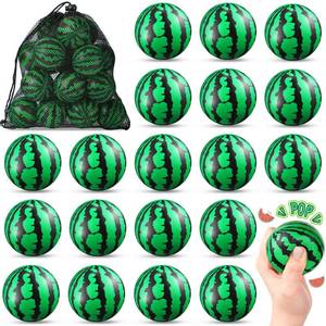 lot 8273 image: A 20 Pcs Stress Balls Bulk 2.5 Inch Watermelon Party Favor Mini Foam Balls Stress Relieve Fidget Sensory Toy with Drawstring Bags for Children Adults Gifts Party Christmas Decorations