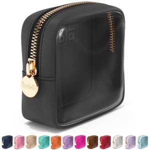 lot 8274 image: Embla Clear Cosmetic Bag Makeup Case, Clear Zipper Make Up Pouch and Toiletry Travel Tote, Cute Skincare Pouches for Women Girls, Preppy Purse Cosmetic Organizer, Mini Makeup Bags, Black