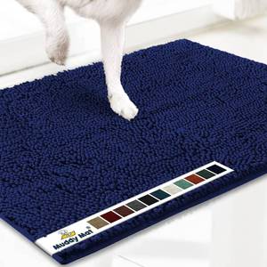 lot 8275 image: Muddy Mat� Shown on TV � Super Absorbent Microfiber Dog Door Mat for Muddy Paws, Non-Slip Washable Pet Rug, Quick Dry Chenille Entryway Carpet, Machine Washable Indoor Outdoor mat, Navy Blue 30inx19in