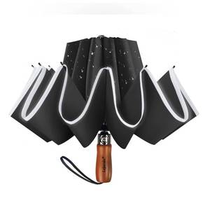 lot 8291 image: Lejorain Large Reverse Umbrella -50 Inch Windproof Folding Inverted Umbrella - Upside Down with Safety Reflective Strip