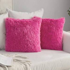 lot 8464 image: MIULEE Pack of 2 Luxury Faux Fur Throw Pillow Cover Deluxe Winter Decorative Plush Pillow Case Cushion Cover Shell for Sofa Bedroom Car 18 x 18 Inch Hot Pink