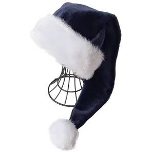 lot 8465 image: OLLULL Navy Blue Deluxe Adults Santa Hat for Colorful And Funny Christmas Theme