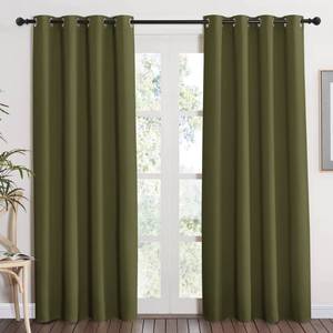 lot 8467 image: NICETOWN Blackout Curtain Blind Window Panel - (Olive Green Color) Home Decor Window Treatment Drape Modern Design Drapery for Patio Door Room, 52Wx84L,1 Panel