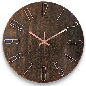 lot 8475 image: AIRUIFU Wall Clock 12 Inch Non-Ticking Silent Battery Operated Round Wall Clock Modern Simple Style Decor Clock for HomeOfficeSchoolKitchenBedroomLiving Room (Brown)
