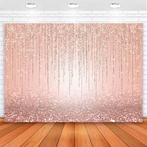 lot 8477 image: Avezano Rose Gold Glitter Backdrop Rose Gold Sweet Pink Birthday Party Background for Women Girls Rose Gold Birthday Baby Shower Banner Kids Portraits Photo Props