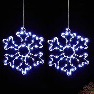 lot 8480 image: BlcTec 2 Pack Big Christmas Snowflakes Lights, 13 Inch Durable Metal Frame Snowflakes with 8 Modes, Waterproof Battery Operated Snowflakes for Wall, Window, Trees Christmas Decorations (NoTimer)
