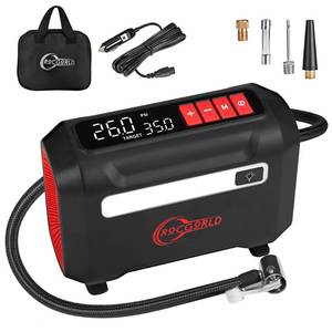 lot 8483 image: ROCGORLD R8 Tire Inflator Portable Air Compressor, DC 12V Air Compressor Portable with Large Dual Digital Screen, 3X Faster Inflation Air Pump for Car, Bike, Ball, Motor
