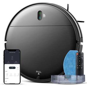 lot 9727 image: Robot Vacuum and Mop Combo, 2 in 1 Mopping Robot Vacuum Cleaner with Schedule, Wi-FiVoiceApp, Strong Suction, Ease of Use, Self-Charging Robotic Vacuum, Slim, Ideal for Hard Floor, Pet Hair, Carpet - Retail $212.99