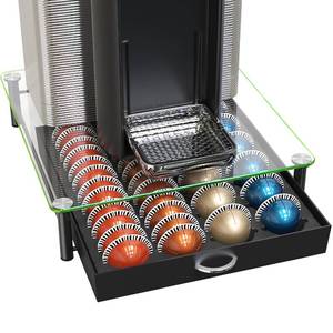 lot 9737 image: DecoBrothers Crystal Tempered Glass Vertuo Pod Holder Drawer, 24 Large or 48 Small Nespresso Capsule Organizer