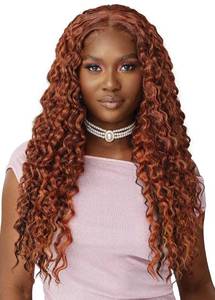 lot 9740 image: Outre Lace Front Wig - Perfect Hair Line 13X4 - Swoop Series - Swoop 3 (BURGUNDY FLAME)