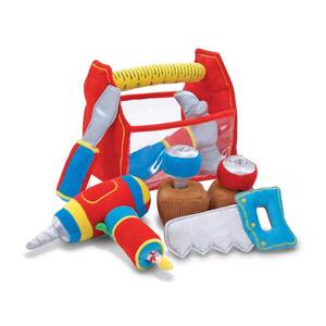 lot 9749 image: Melissa and Doug Toolbox Fill and Spill Toddler Toy With Vibrating Drill (9 pcs)