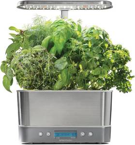 lot 9753 image: AeroGarden Harvest Elite Indoor Garden Hydroponic System with LED Grow Light and Seed Kit, Holds up to 6 Pods, Stainless Steel - Retail $94.47