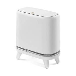 lot 9755 image: Bathroom Trash Can with Lid, Vacuum Adsorption Slim Garbage Can with Press Top Lid, 3 Gallon Small Trash Bin with Legs, Waterproof Plastic Waste Basket for Bathroom Bedroom Living Room Office Toilet
