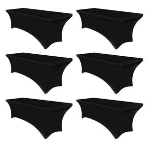 lot 9756 image: Obstal 6 Pack Stretch Spandex Table Covers for 6 Foot Tables - 6 FT Universal Rectangular Fitted Tablecloth Protector for Wedding, Banquet, Party (Black, 72 Length x 30 Width x 30 Height Inches)