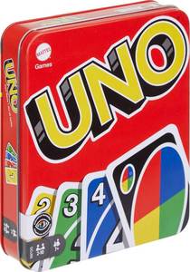 lot 10184 image: Mattel Games UNO Card Game in a Collectible Storage Tin for Kids, Adults, Families, Parties and Travel, 2 to 10 Players (Amazon Exclusive)