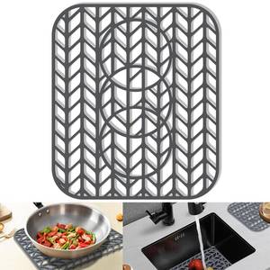 lot 10185 image: Sink Protectors for Kitchen Sink 12x11 and 13x11,Silicone kitchen sink mats protector for bottom of farmhouse sink(13.58in11.6inGray)