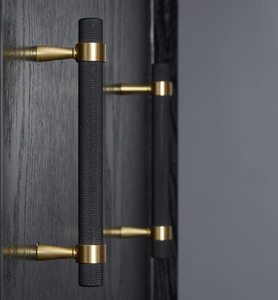 lot 10206 image: BWRMHME Set of 2 Solid Brass Cabinet Pulls Modern Gold with Black Knurled Textured Cabinet Handles Brass Pulls for Dresser Door Drawer Cabinet Hardware (128mm(96mm Hole Centers))