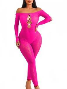 lot 10234 image: Avidlove Womens Lingerie Sexy Red Lingerie for Women Fishnet Bodysuit Long Sleeve Rhinestone Fishnet Outfits Cut Out Jumpsuit&nbsp(size unknown)