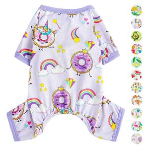 lot 10236 image: Dog Pajamas Pjs Summer Dog Clothes for Small Dogs Girl - Boy - Medium Size Dogs, Soft Stretchy Puppy Clothes Doggie Onesies Fall Pet Jammies Outfit (Donut Purple, Medium)