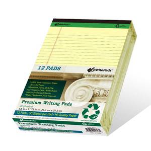 lot 10240 image: KAISA Premium Legal Pads Writing Pads Notepads With Rigid Chipboard Back Support, 8.5x11 inch Wide Ruled, Perforated 20lb Recycled Paper Pads 50sheetsPad, Canary 12pad, KSU-6931